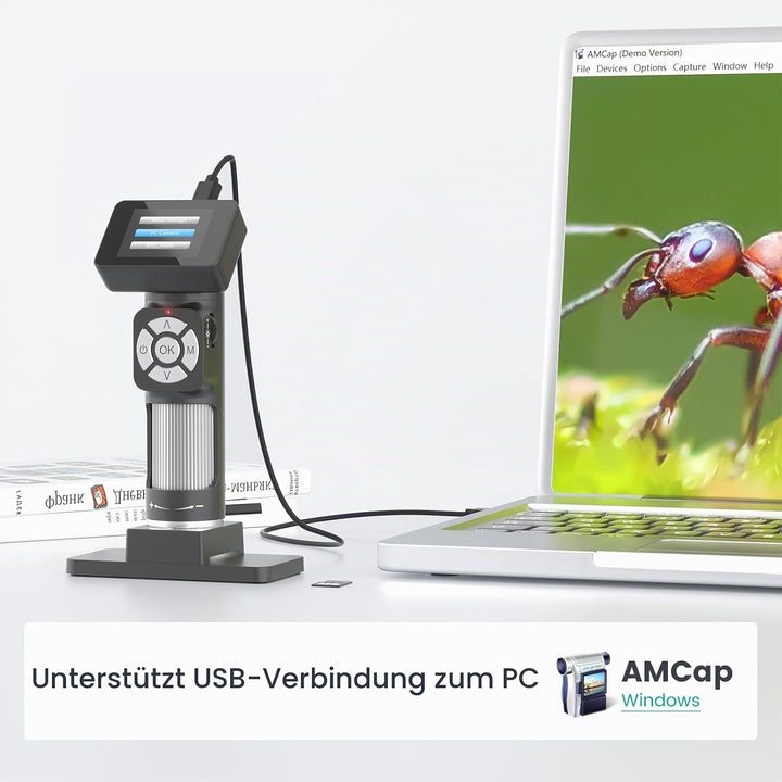 Andonstar AD112 Tragbares Taschenmikroskop-Set für Kinder und Erwachsene mit 2-Zoll-LCD-Bildschirm,