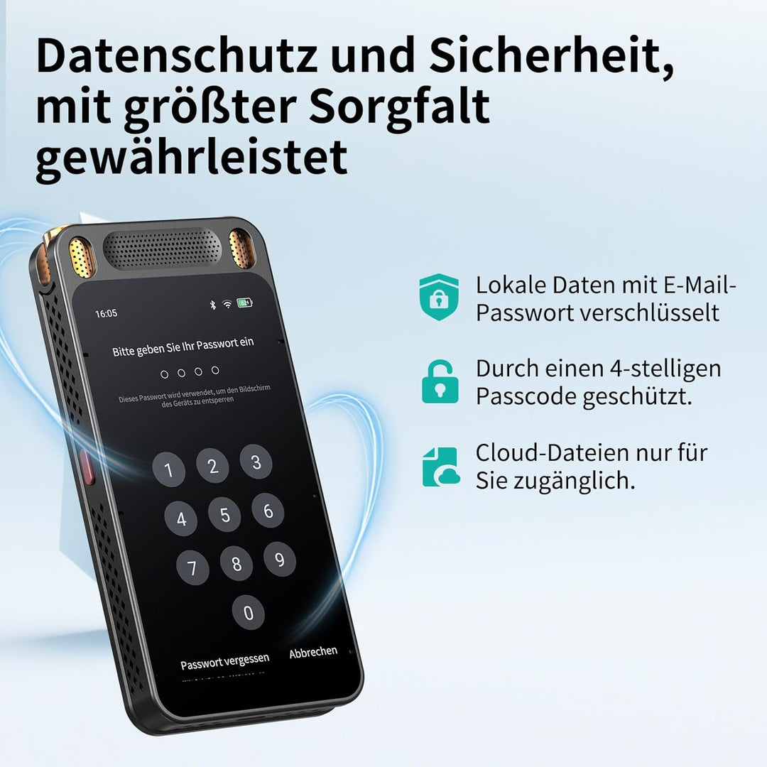 Note AI Digitales Diktiergerät Mit Wiedergabefunktion,Voice Recorder Unterstützung Kostenlose Transk