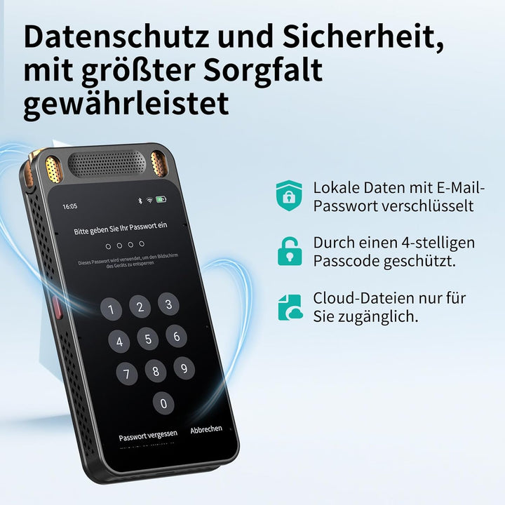 Note AI Digitales Diktiergerät Mit Wiedergabefunktion,Voice Recorder Unterstützung Kostenlose Transk