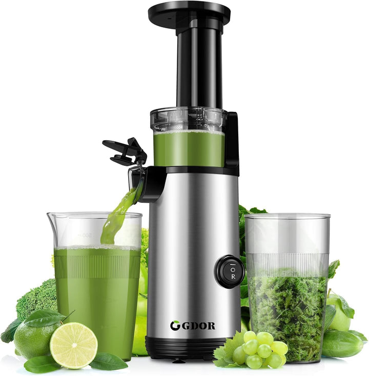 GDOR Hohe Saftausbeute Entsafter Klein Slow Juicer Leistungsstark Entsafter Gemüse und Obst Leicht z