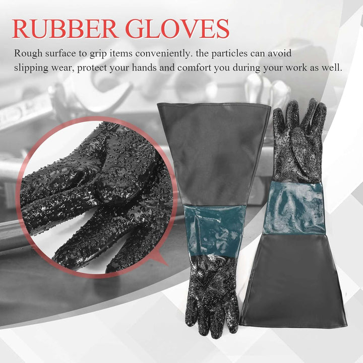 Sandstrahl Handschuhe mit O Ringen, 60cm Sandstrahlkabinett Handschuhe, Sandstrahlhandschuhe für Mod