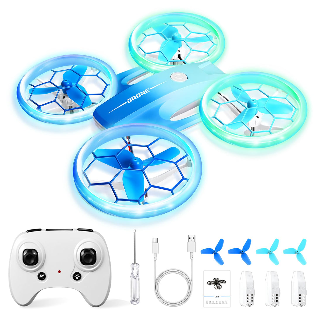 Mini Drohne für Kinder, Drone kinder mit 360° Flips, Indoor Outdoor RC Drone mit 4 LED-Licht, 3 Akku
