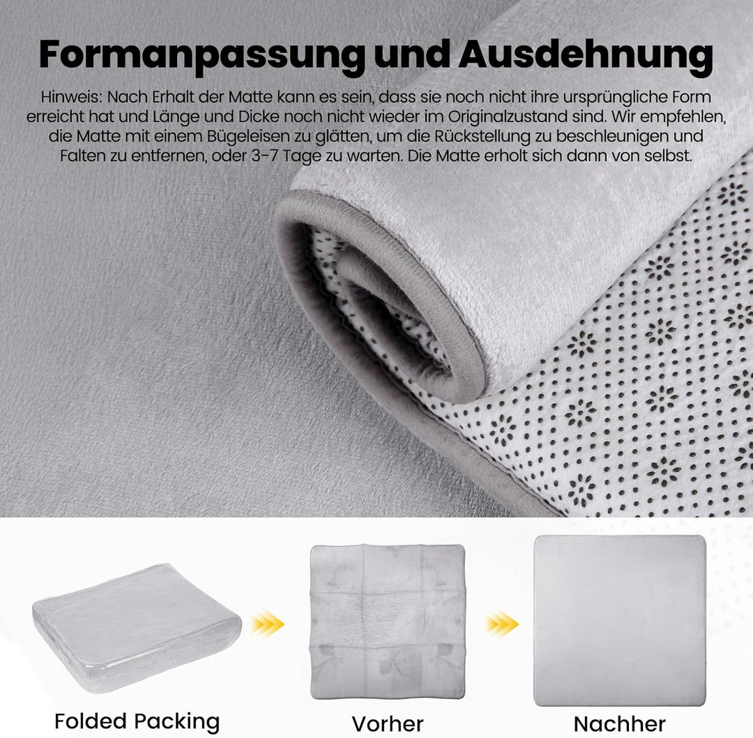 Krabbelmatte Baby 127×127cm, 3cm Dicke Schaumstoff Spielmatte, Ultraweiche Stütze und Plüschiges Gef