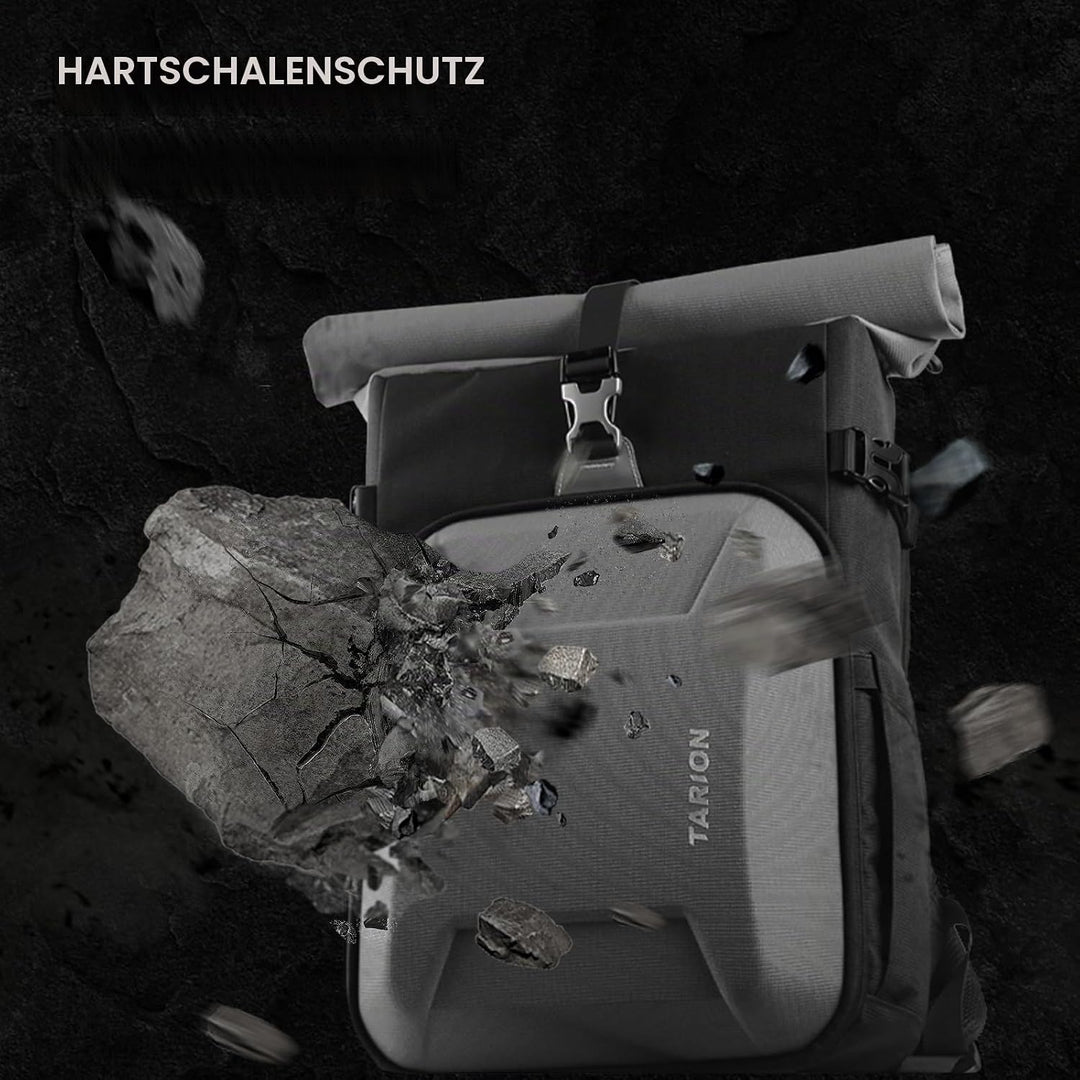 TARION Kamerarucksack Rolltop Fotorucksack mit Hartschale: Professionelle Kameratasche Spiegelreflex