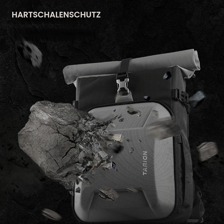 TARION Kamerarucksack Rolltop Fotorucksack mit Hartschale: Professionelle Kameratasche Spiegelreflex