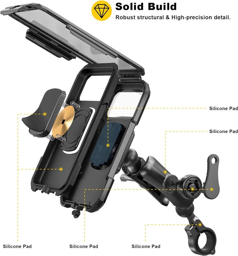 wasserdichte IP67 Motorrad Telefonhalterung, iMESTOU Fahrradhalterung mit 2,5 cm (1 Zoll) Doppelkuge