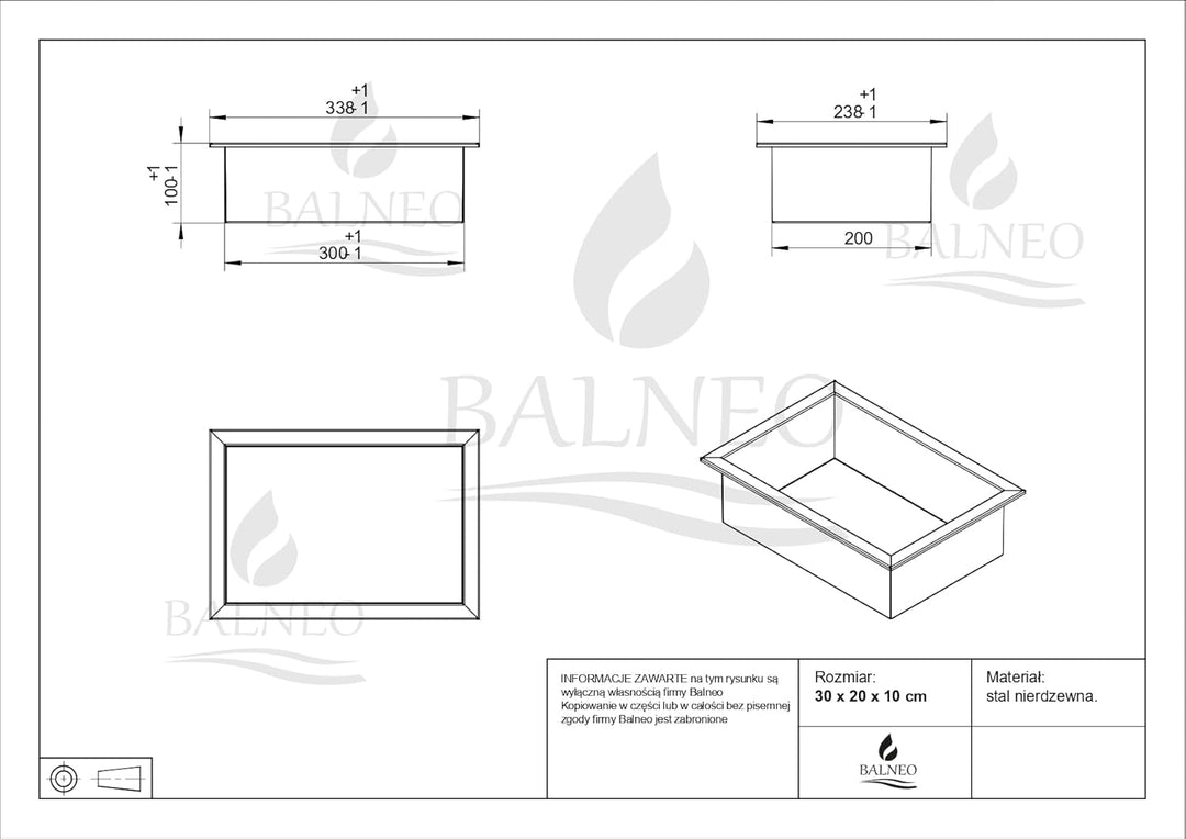 Balneo Wall-Box ONE wandnische dusche zum Badezimmer Edelstahl Duschnische 30x20x10 cm, wasserdicht