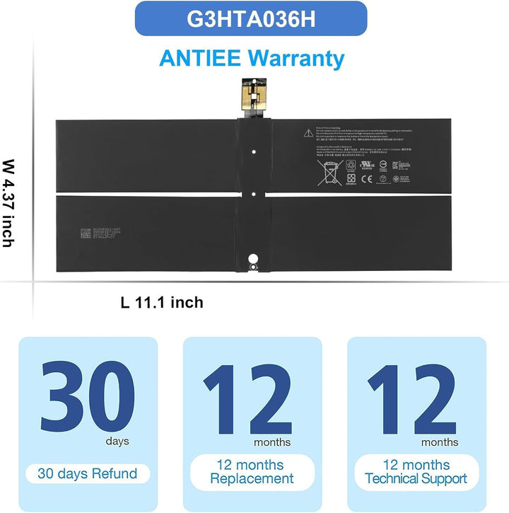 ANTIEE G3HTA023H G3HTA024H Keyboard Akku Compatible with Microsoft Surface Book 1 Model 1703 1704 17