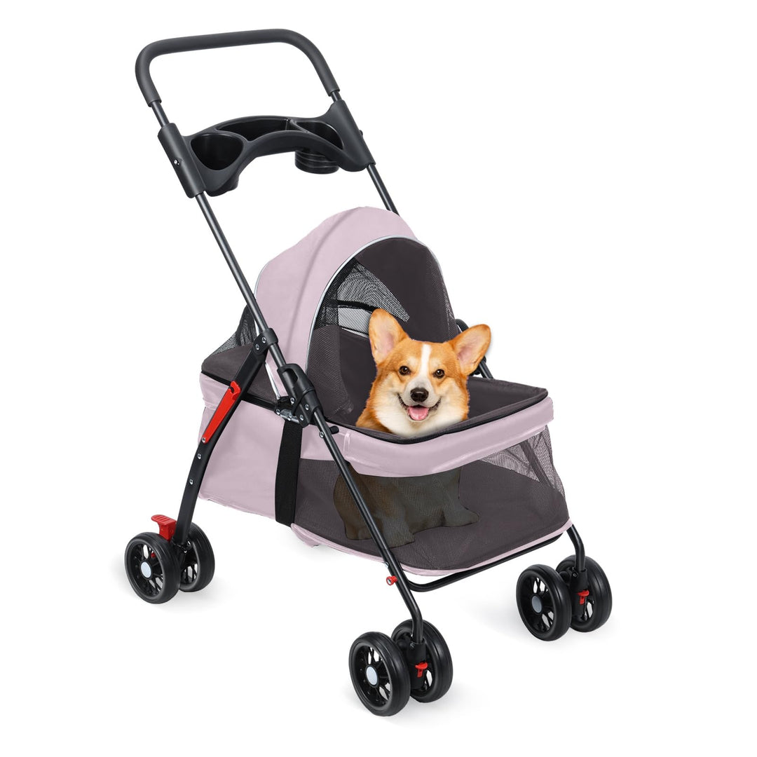Kinderwagen für kleine Hunde und Katzen, faltbare Tragetasche, 360° drehbare Vorderräder, Anti-Relea