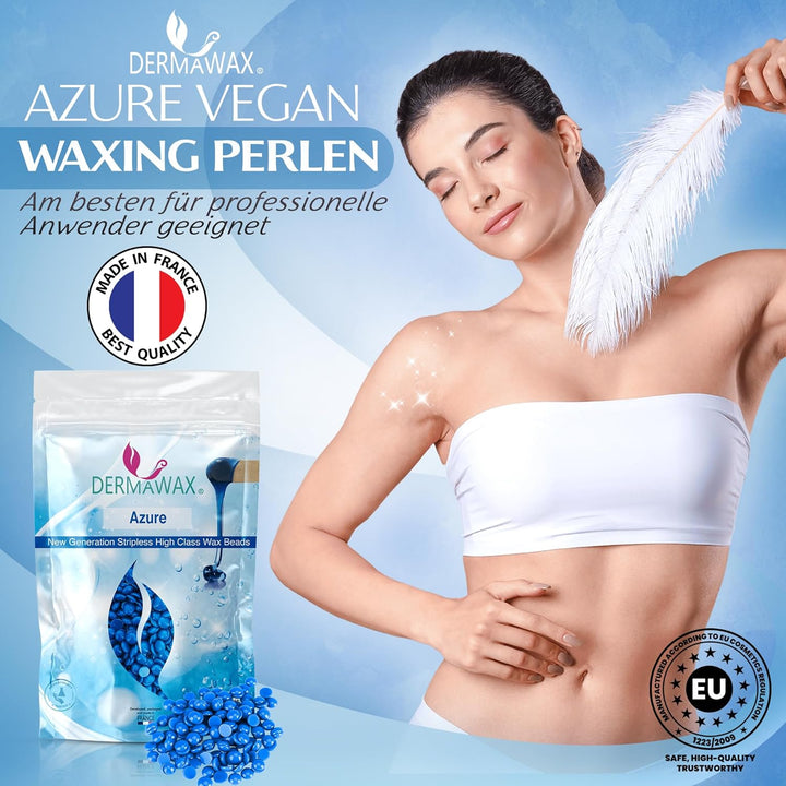 Dermawax 800 Gramm Azure Vegan Waxing Perlen zur Haarentfernung Intimbereich Bikinizone Achseln Rück