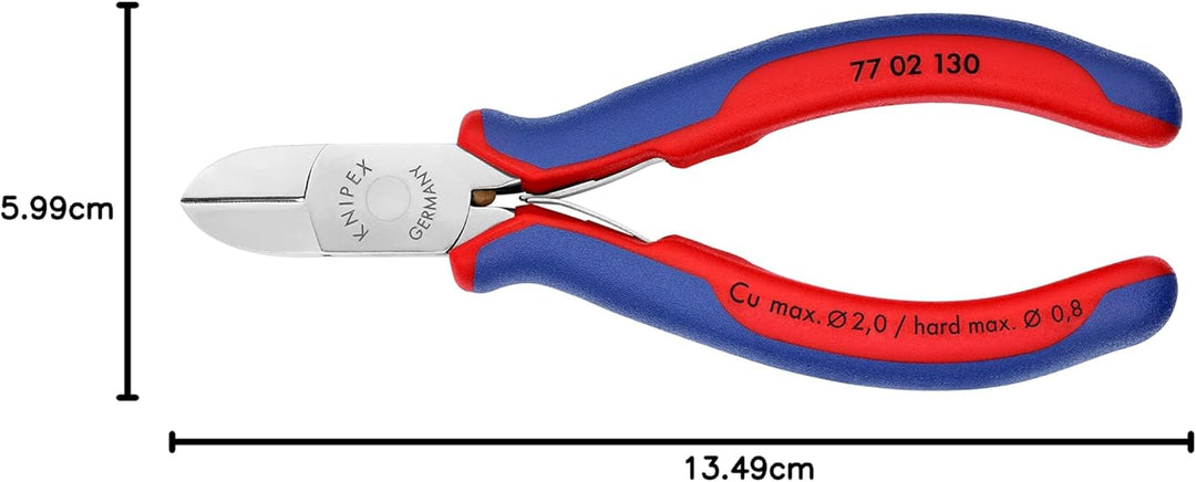 Knipex Elektronik-Seitenschneider mit Mehrkomponenten-Hüllen 130 mm 77 02 130 runder Kopf, mit Facet