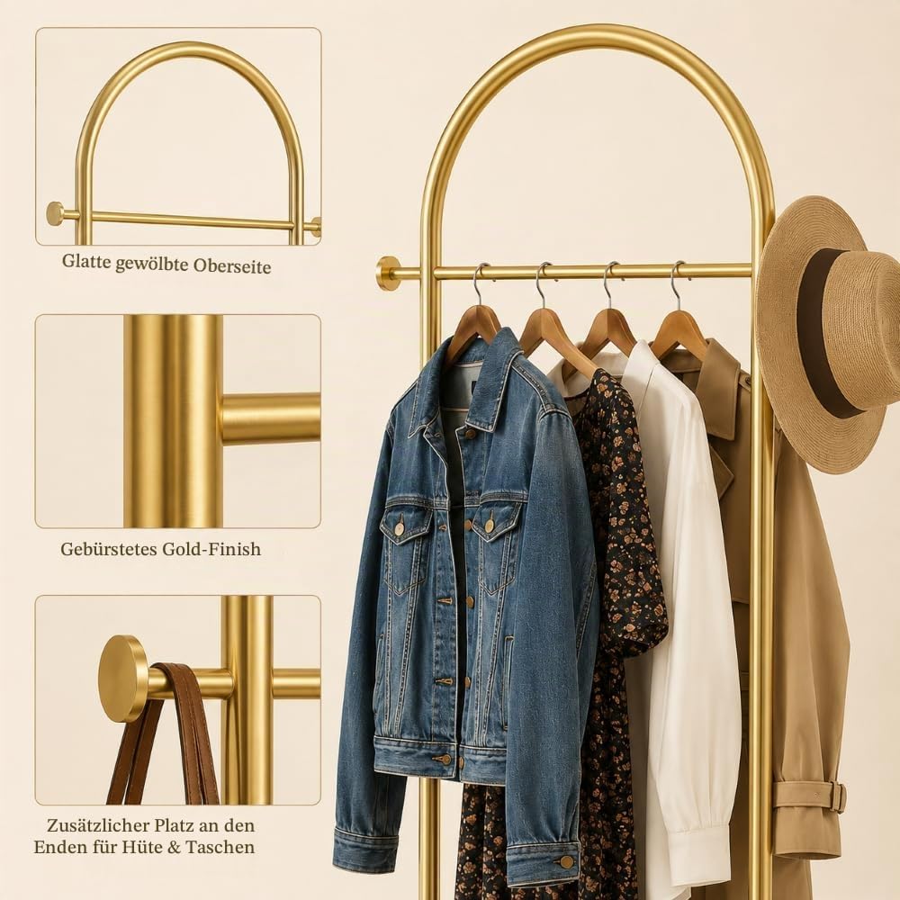 Small Clothes Rail Kleiderständer mit Marmorsockel, Heavy Duty Coat Rail Freistehend für Schlafzimme
