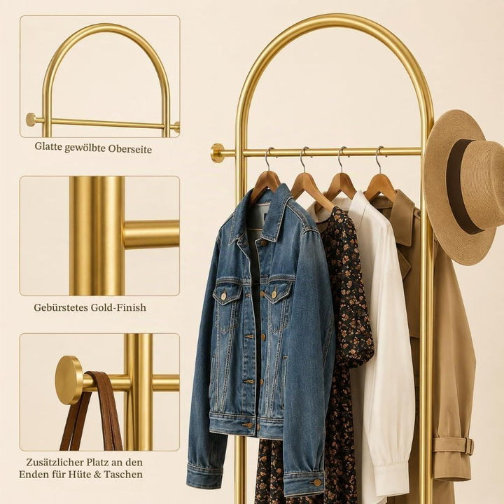 Small Clothes Rail Kleiderständer mit Marmorsockel, Heavy Duty Coat Rail Freistehend für Schlafzimme