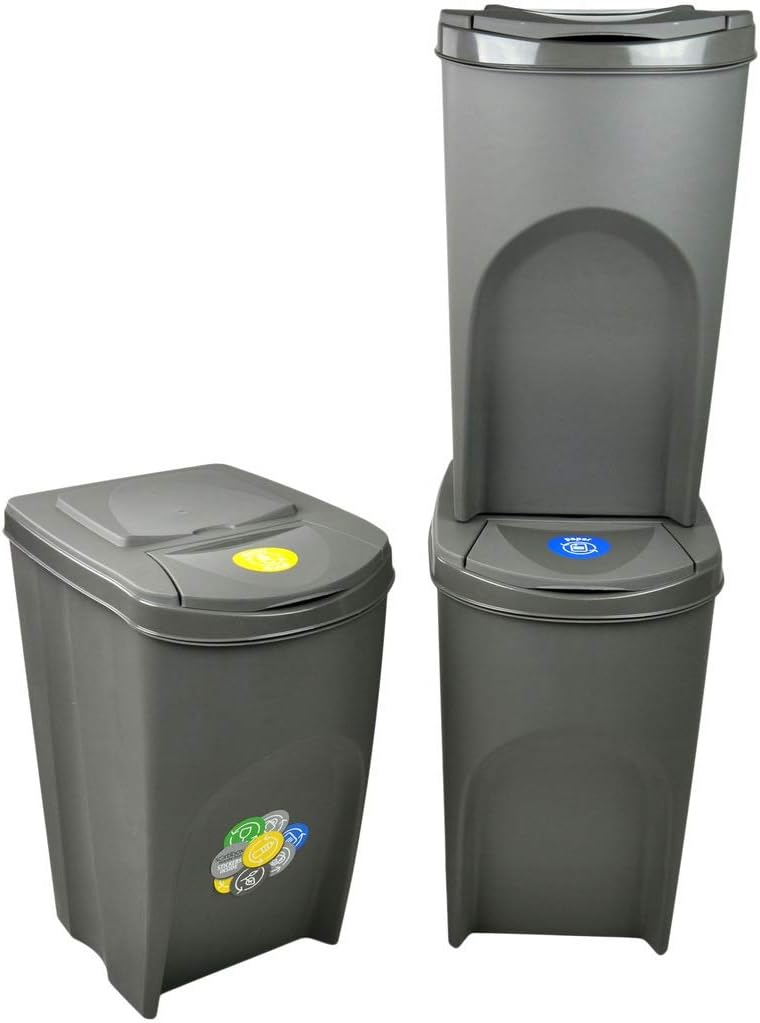 Set von 3 105L Recyclingwürfeln prosperplast sortibox von grauer Farbe Grau 3x35L, Grau 3x35L