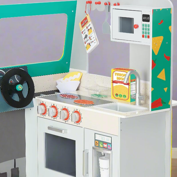 Teamson Kids My Little Helper Kids Play Taco Truck Playset with Accessories, Multicolor