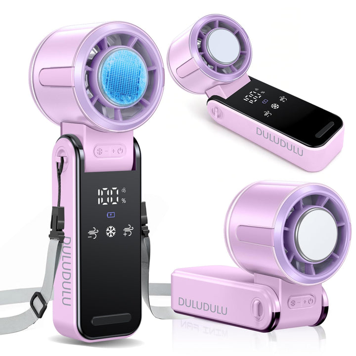 Handventilator Akku Aufladbar, Tragbarer Klein Turbo-Ventilator mit 100 Stufen Wind, 3-in-1 Mini Ven
