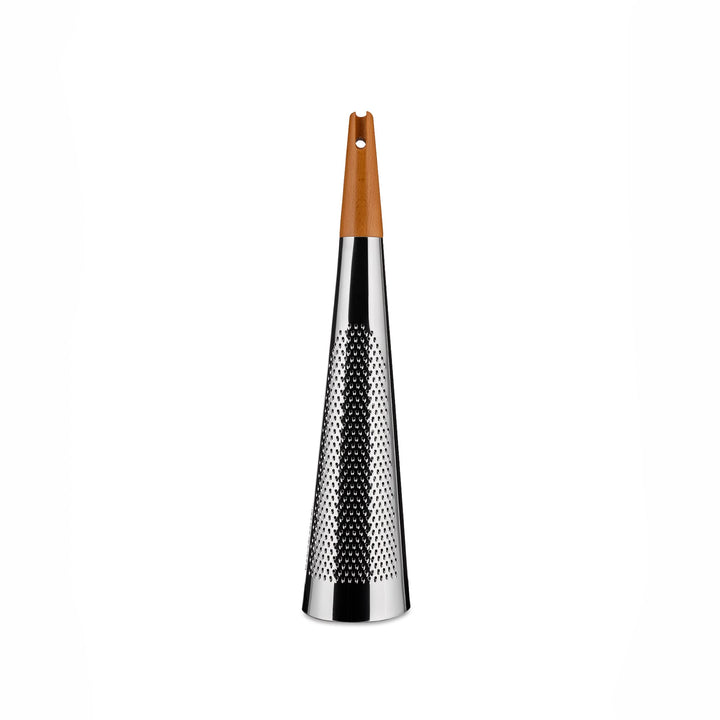 Alessi "TODO" Riesengrosse Reibe für Käse und Muskatnuss aus Edelstahl und Holz, silber, 46cm, RS08