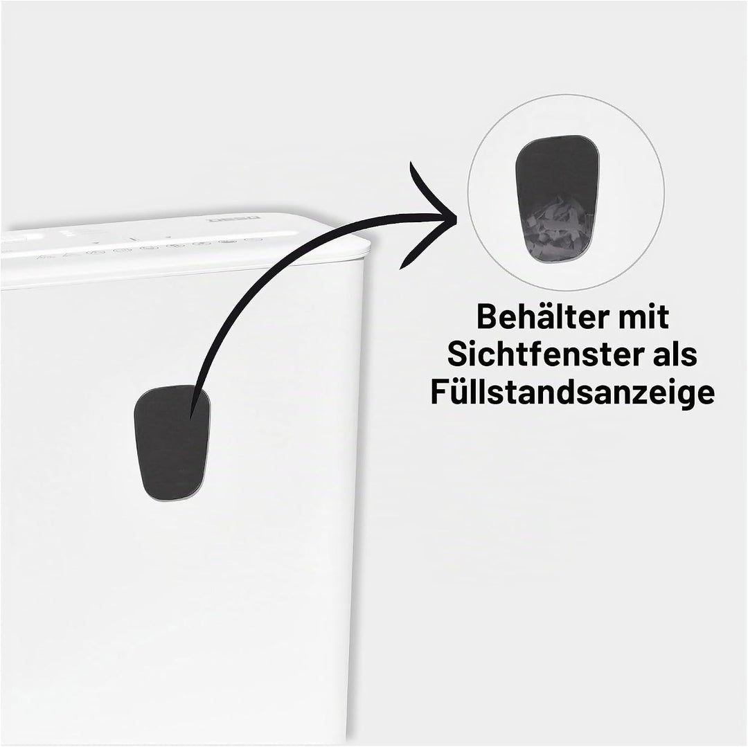 DESQ® Aktenvernichter 8 Blatt - Partikelschnitt 4 x 38 mm, Sicherheitsstufe P4, 15 Liter, Leiser Bet