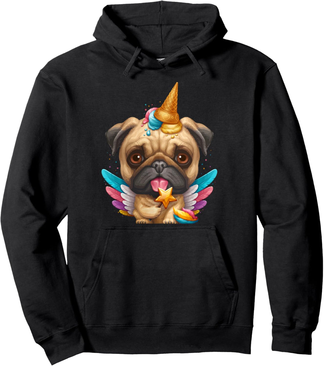 Mops Einhorn Pullover Hoodie