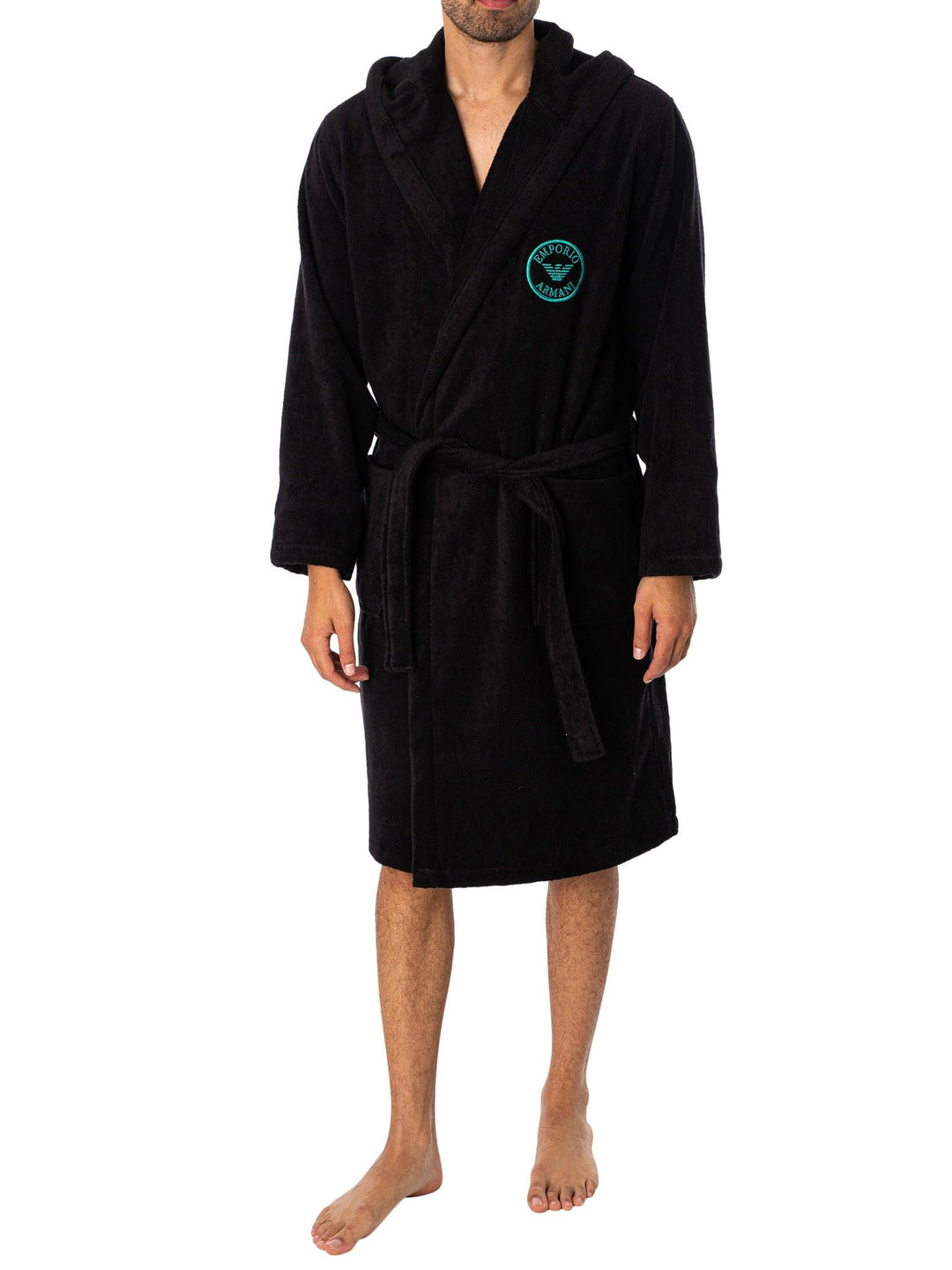 Emporio Armani Herren Men's Micro Sponge Bathrobe S Schwarz, S Schwarz