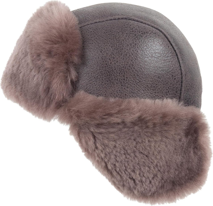 Zessano Leder Flieger Russische Ushanka Trapper Winter Pelz Hut - Unisex Shearling 100% Leder Schaff