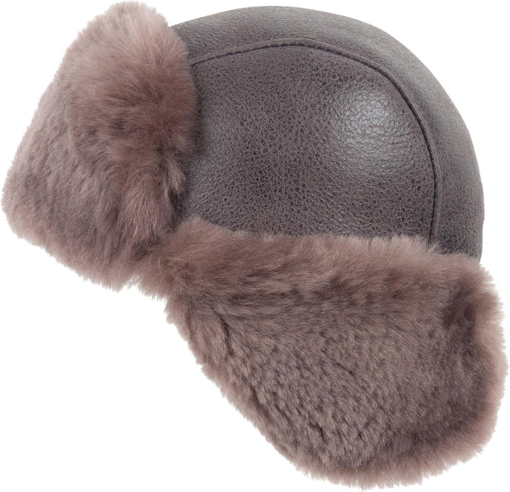 Zessano Leder Flieger Russische Ushanka Trapper Winter Pelz Hut - Unisex Shearling 100% Leder Schaff