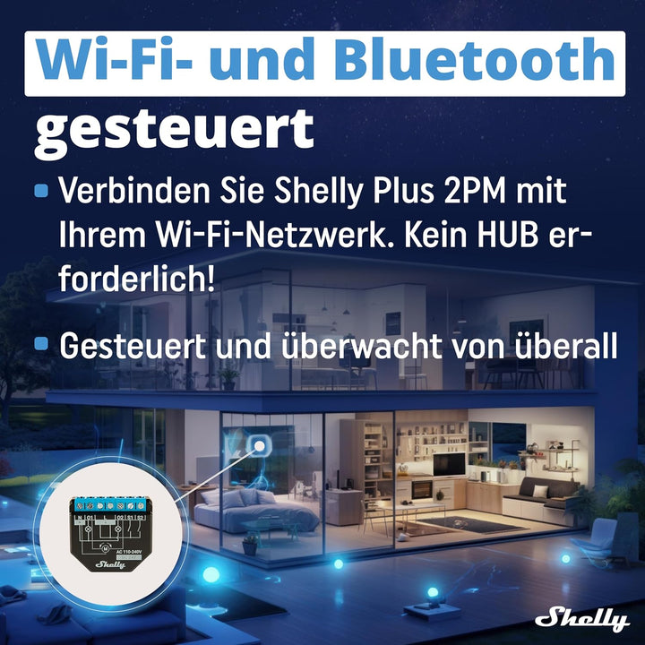 Shelly Plus 2PM | Wlan & Bluetooth 2 Kanäle Smart Relais Schalter mit Leistungsmessung | Hausautomat
