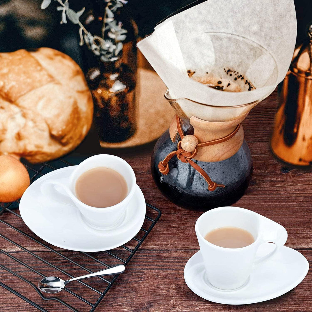 JUJOYBD Espressotassen Set mit Ständer, 6 x 80ml Porzellan Espresso Tassen mit Untertassen Set, Mokk