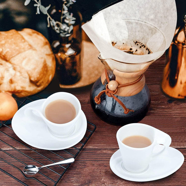 JUJOYBD Espressotassen Set mit Ständer, 6 x 80ml Porzellan Espresso Tassen mit Untertassen Set, Mokk