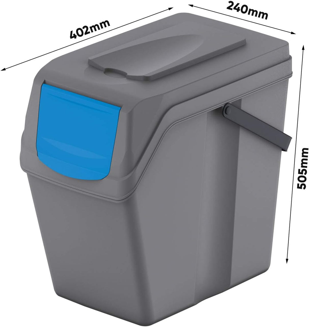 Set de 3 cubos de basura KEDEN SORTIBOX para reciclado, gris, volumen 3x25L