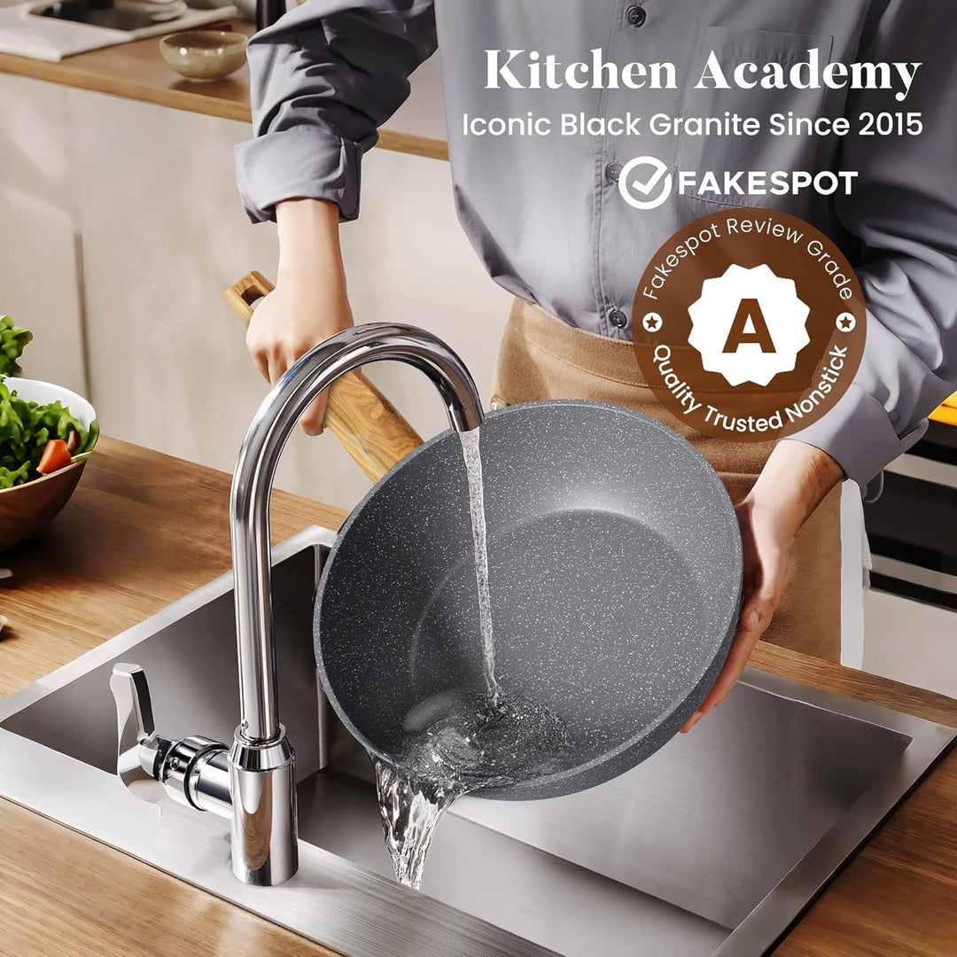 Kitchen Academy Topfset Pfannenset Induktion - 17 teilig, Kochgeschirr Set mit Glasdeckel, PFAS-frei