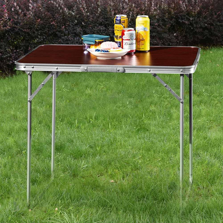 BAKAJI Campingtisch Picknick Holzoptik, Gestell aus Aluminium, zusammenklappbares System mit Tragegr