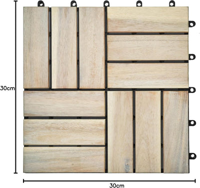 Gartenfreude Holz-Fliesen, Bodenfliesen, 10 Stück (0,9 m²), Akazienholz, 30 x 30 cm, wetterfest, lei