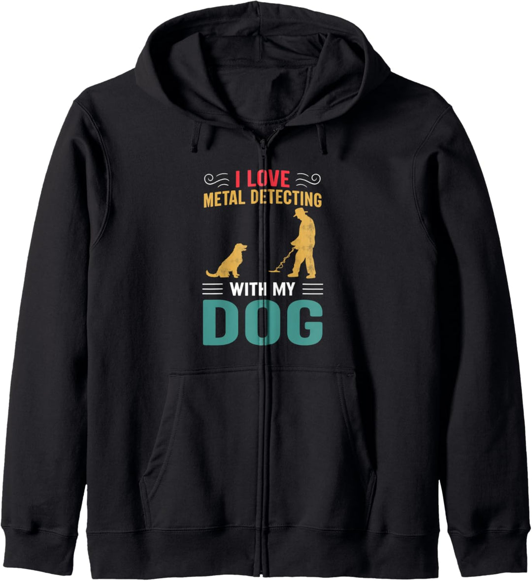 Vintage Metalldetektion mit Hund Detektor Detektorist Kapuzenjacke