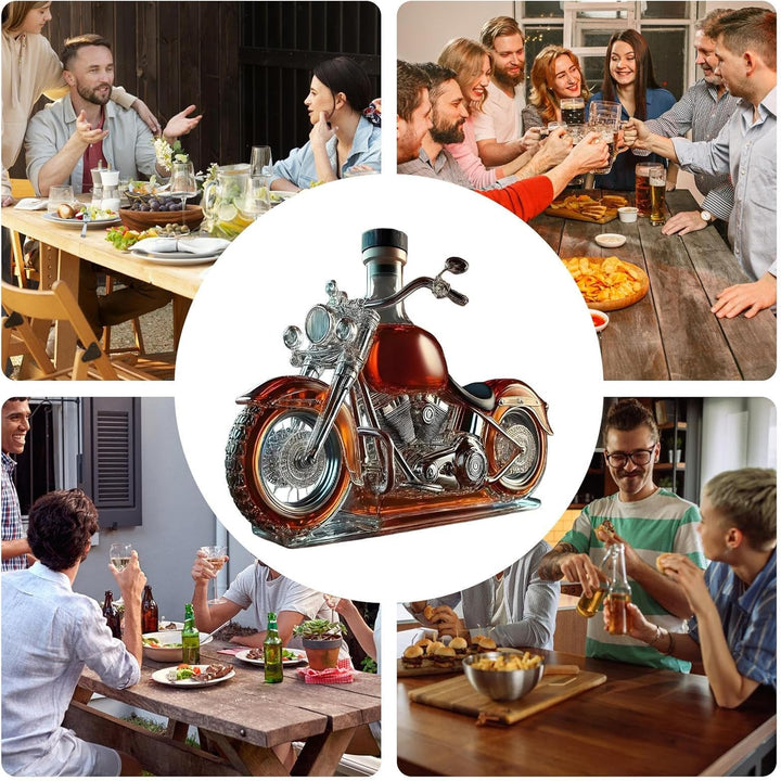 Motorrad Stil Weindekanter | Neuheit Whisky Flasche | 3D Motorrad Deko Glasweinflaschen Rotweinkante