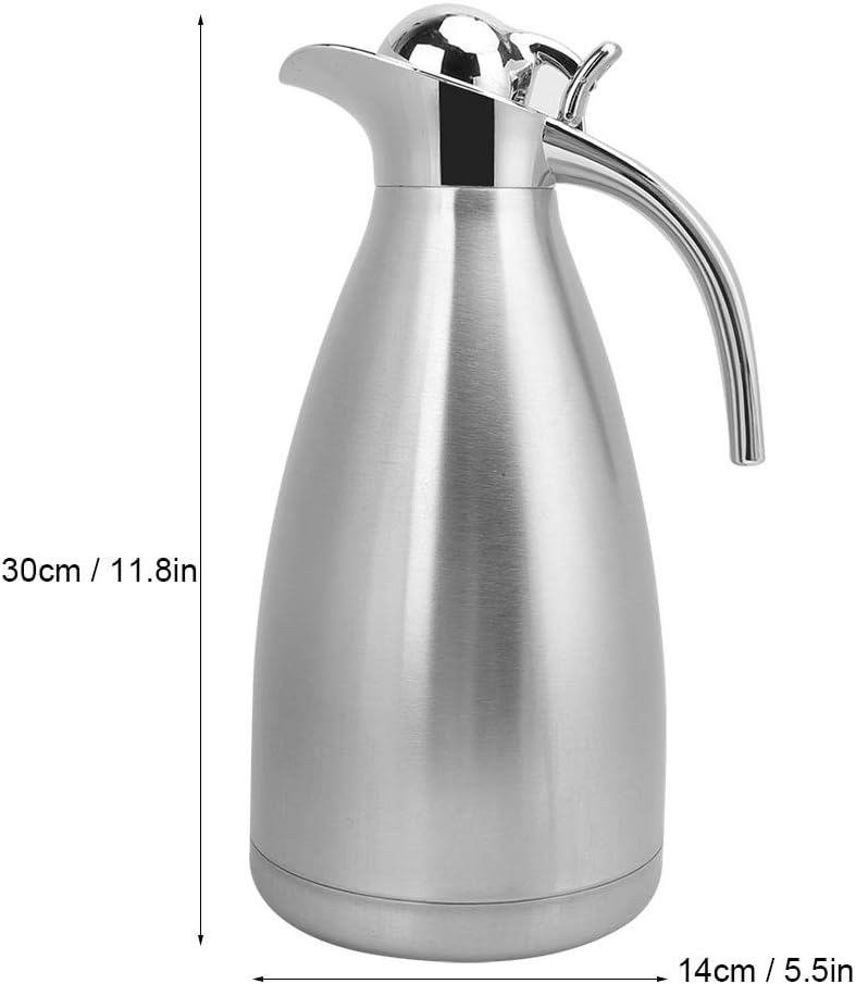 Thermoskanne 2l, Isolierkanne Kaffeekanne, doppelwandigem 304 Edelstahl Teekanne, auslaufsichere mit