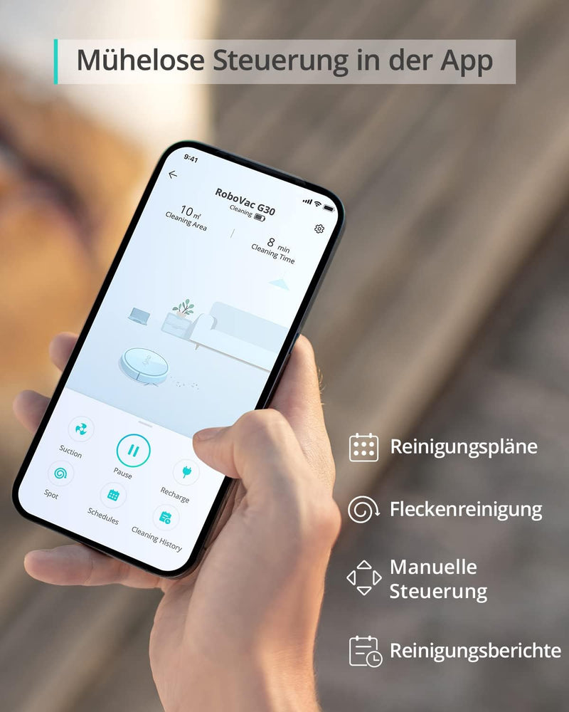 eufy RoboVac G30 Saugroboter mit Smart Dynamic Navigation 2.0, Roboterstaubsauger mit 2000Pa Saugkra