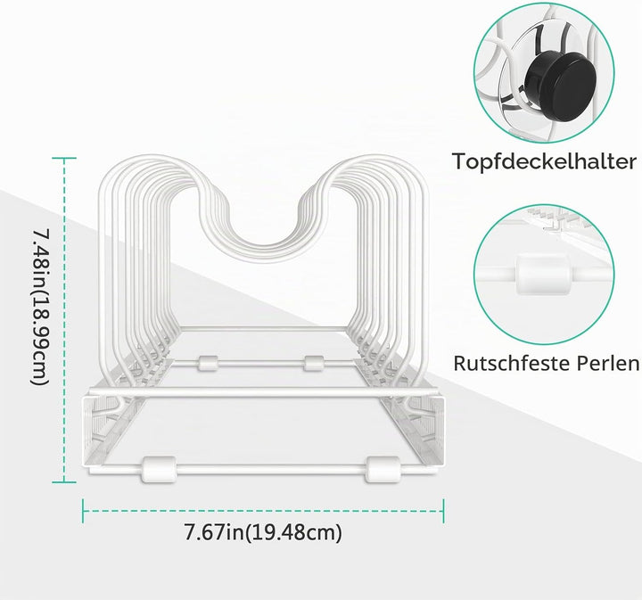 Puricon Deckel und Pfannenhalter Topfdeckelhalter Pfannen Aufbewahrung Topf Organizer Pan Rack für K