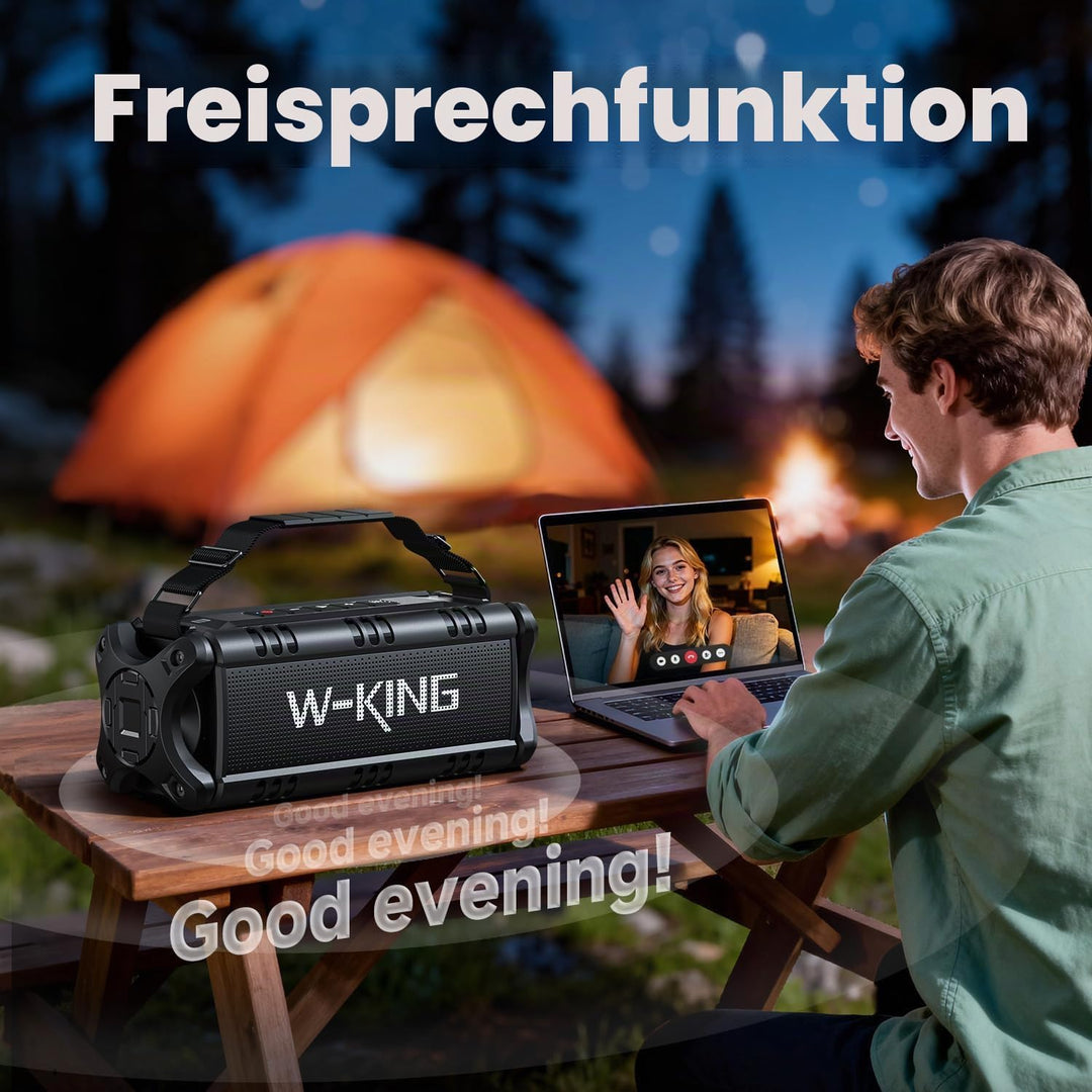 W-KING Bluetooth Lautsprecher, 90W Peak Outdoor Lautsprecher,50W RMS Subwoofer, IPX6 Wasserdicht, Tr