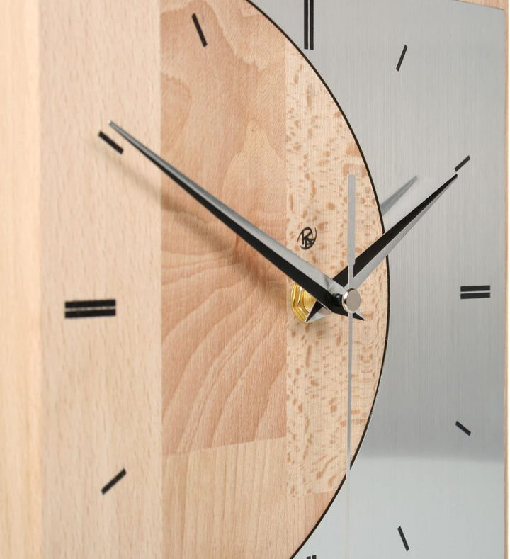 Kreative Feder Standuhr „Silvermoon“ aus Eichenholzholz – analoge Tischuhr ohne Tickgeräusche (leise