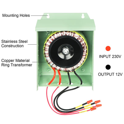 COOLWEST LED Trafo 12V 300W, LED Transformator 230V Auf 12V AC für Niederspannung Poolbeleuchtung, S