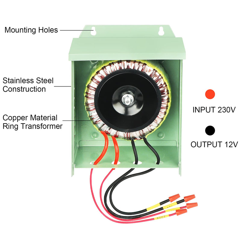 COOLWEST LED Trafo 12V 300W, LED Transformator 230V Auf 12V AC für Niederspannung Poolbeleuchtung, S