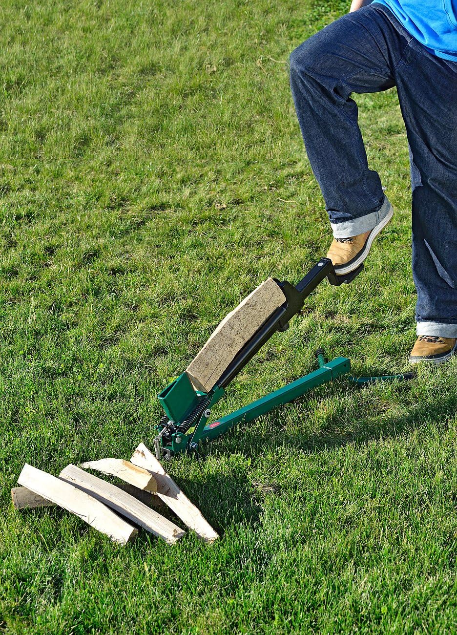 AGT Fussholzspalter: Stromloser Stahl-Holzspalter mit Fussbetrieb, 1,2 Tonnen Schlagkraft (Spalter,
