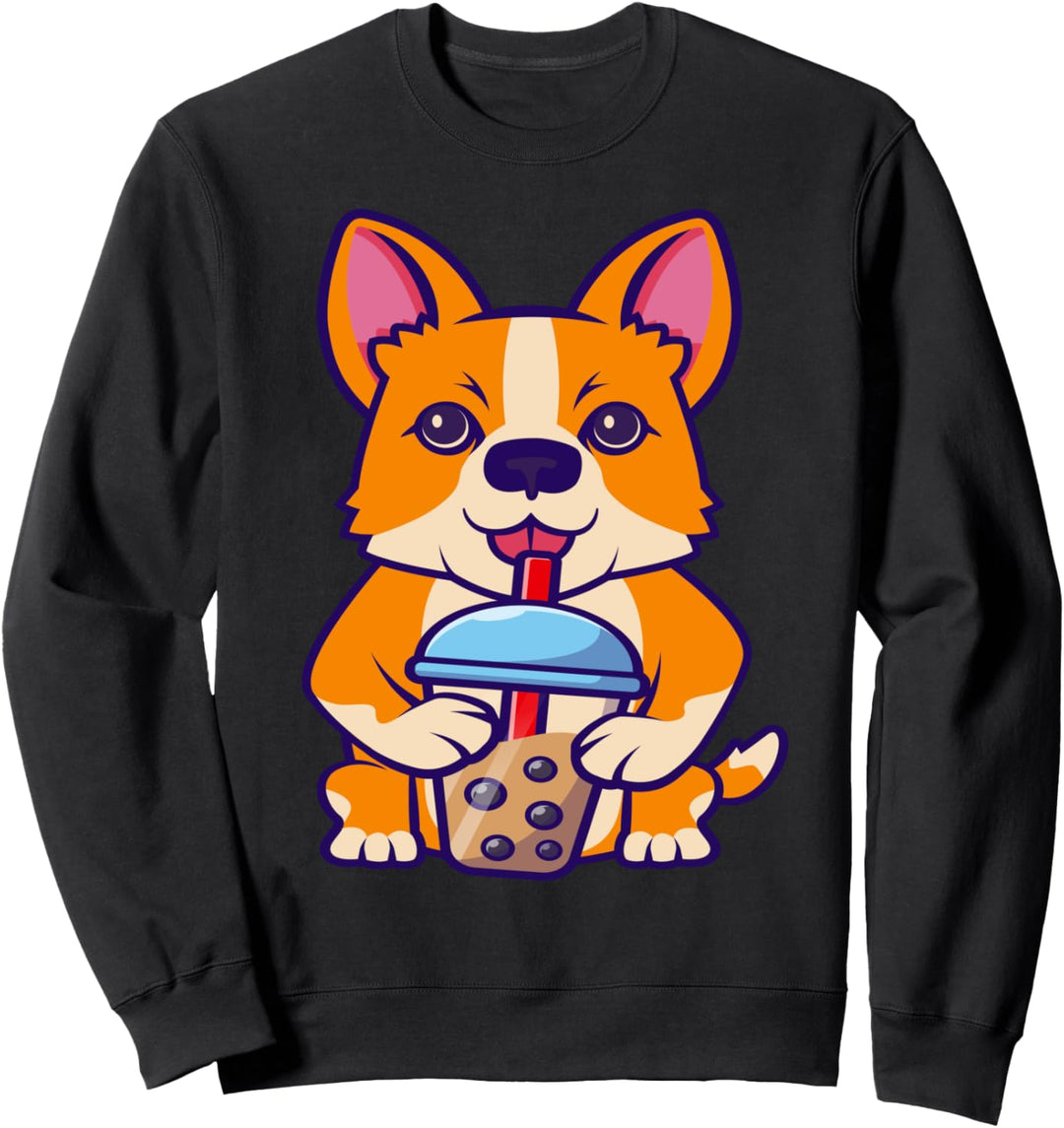 Kawaii Bubble Tea Boba Bae Life Milk Tea Anime Corgi Dog Sweatshirt