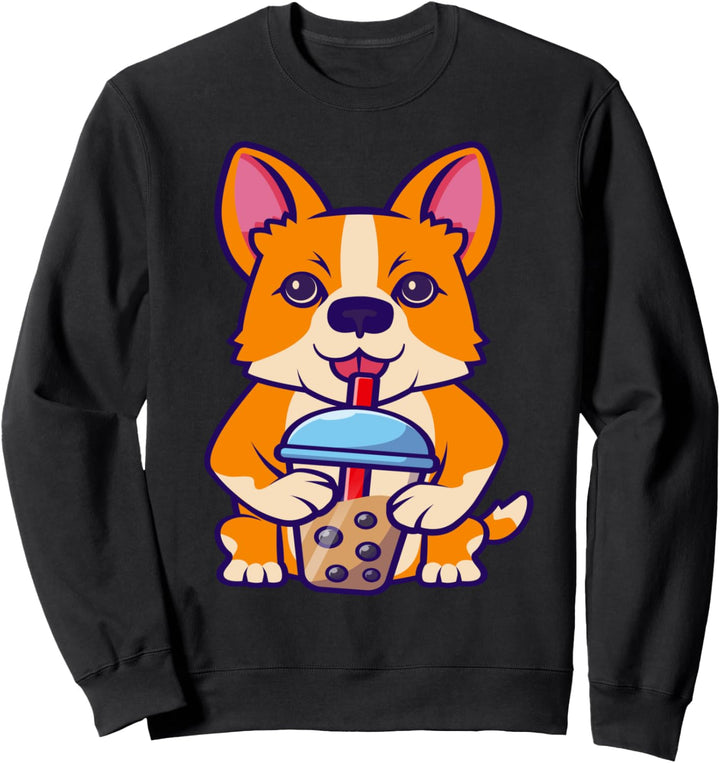 Kawaii Bubble Tea Boba Bae Life Milk Tea Anime Corgi Dog Sweatshirt