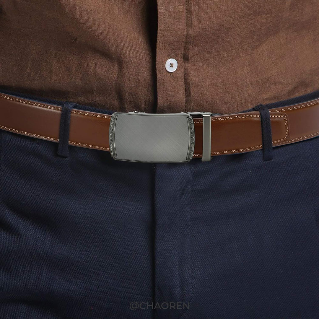 CHAOREN Gürtel Herren, Automatik Ledergürtel Herren 35mm ohne Löcher Taille 80-90cm (Gesamtlänge 105