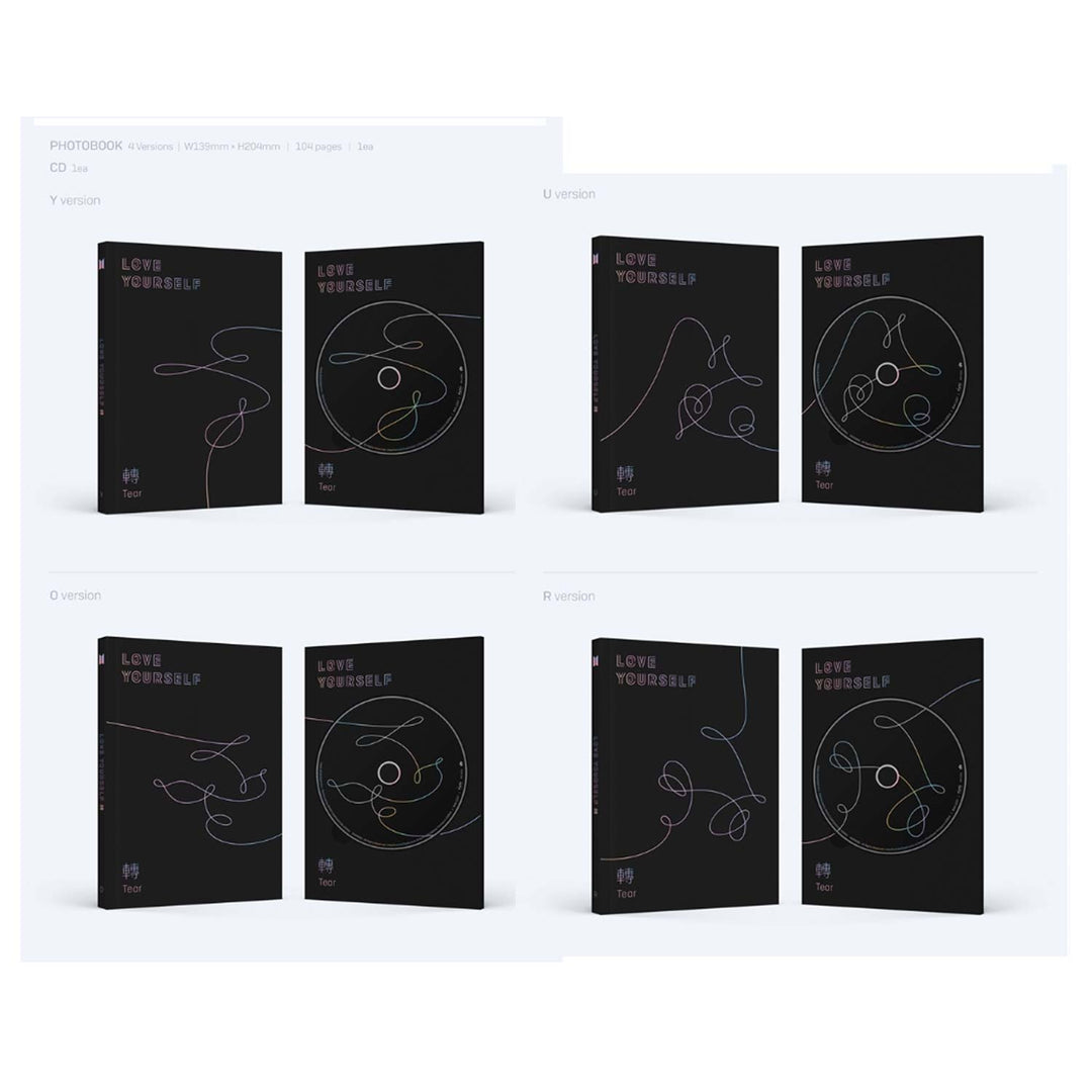 BTS 3rd Album - LOVE YOURSELF 轉 TEAR [ O ver. ] CD + Photobook + Mini Book + Photocard + Standing Ph