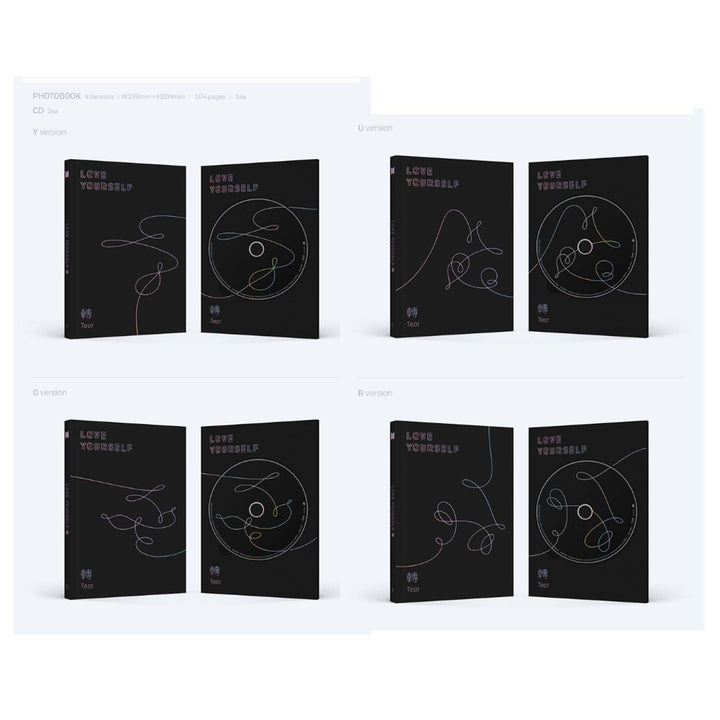BTS 3rd Album - LOVE YOURSELF 轉 TEAR [ O ver. ] CD + Photobook + Mini Book + Photocard + Standing Ph
