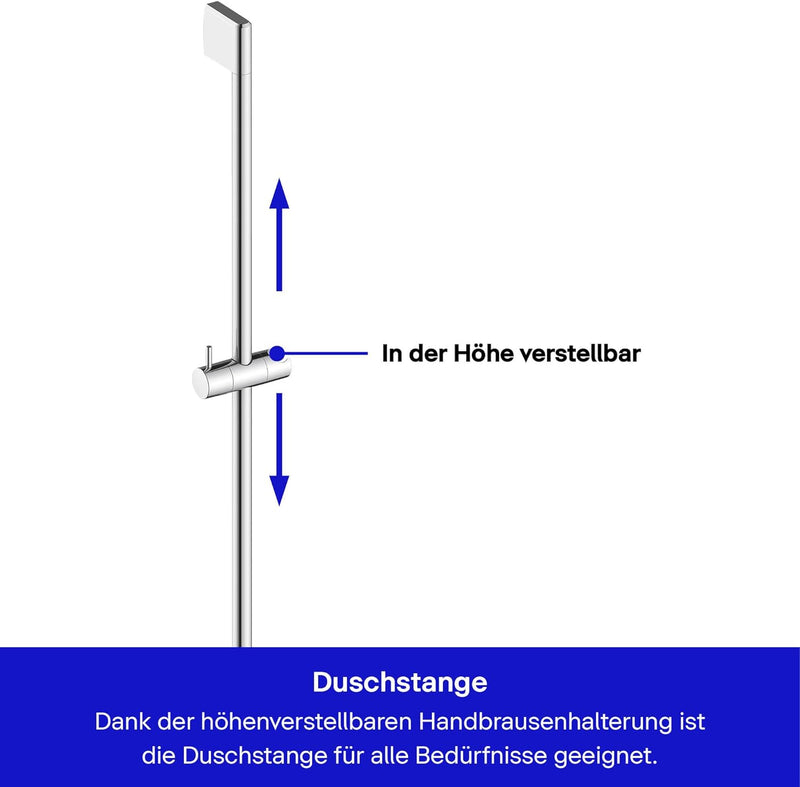 Duravit Universal Duschstange, Brausestange mit höhenverstellbarer Handbrausehalterung, variable Dus