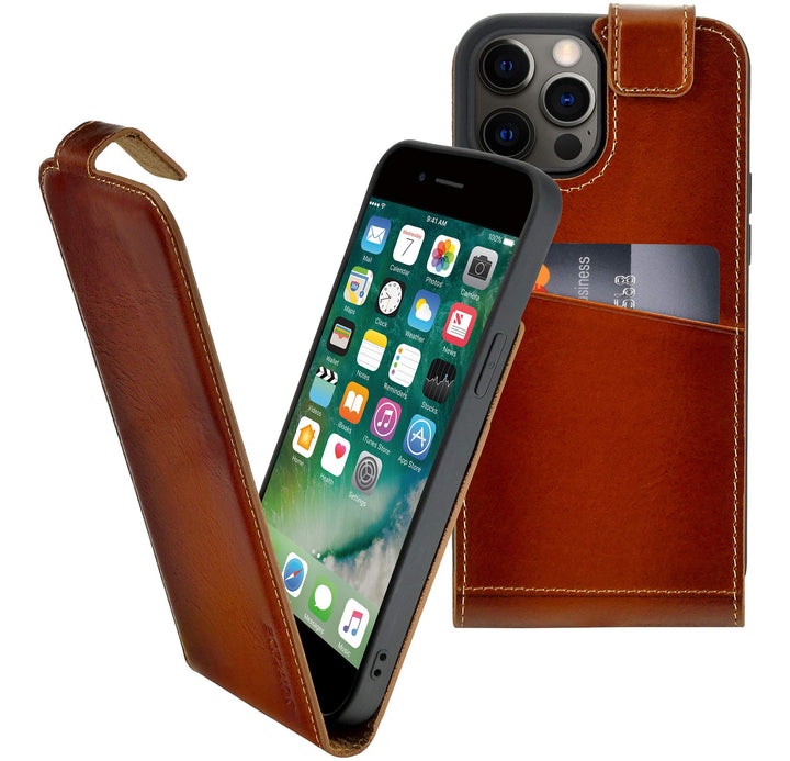 Suncase Original Flip-Style (Ultra-Slim) kompatibel mit iPhone 12 Pro Max (6.7") Hülle Ledertasche T